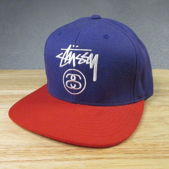 Stussy Capz Starter Snap Back Hat Cap One Size Purple Red SS Logo Wool‎ Blend - Picture 1 of 6